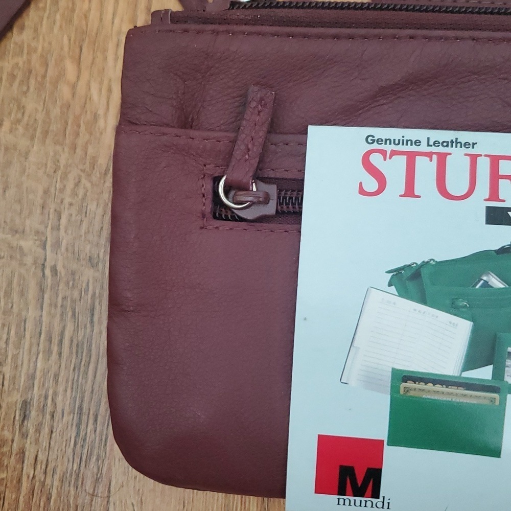 Mundi Stuff It Burgundy Leather Clutch With Accessories - Picture 5 of 17